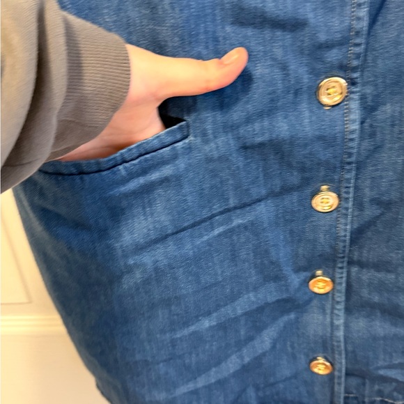 J.Crew Chambray Button Front Mini Dress Size XL 100% Cotton - Picture 4 of 9